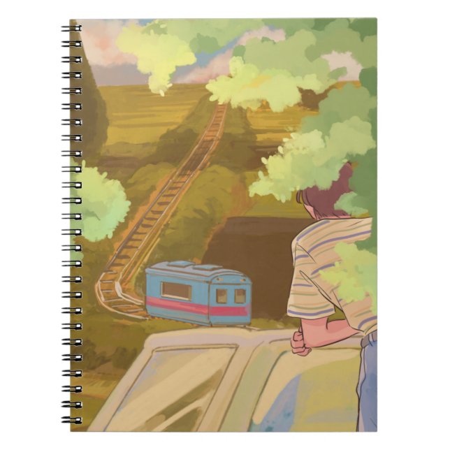 Serene Train Journey Notebook – 80’s Aesthetic (Front)