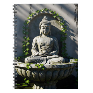 Serene Tranquil Buddha Fountain  Notebook