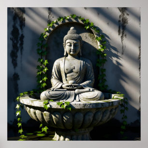 Serene Tranquil Buddha Fountain  Poster