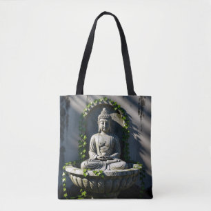Serene Tranquil Buddha Fountain  Tote Bag