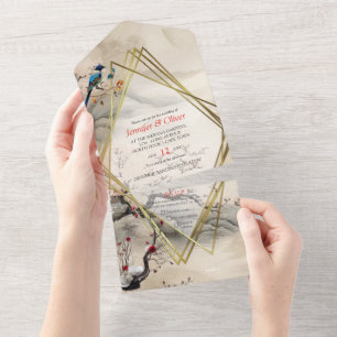 Serene Tranquillity Japanese theme All In One Invitation