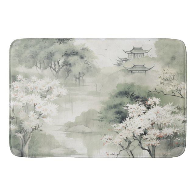 Serene Tranquillity Japanese theme Bath Mat (Front)