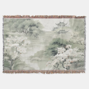 Serene Tranquillity Japanese theme Throw Blanket