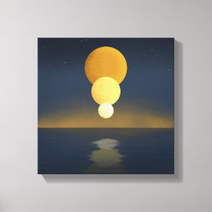 Serene Triple Moon Reflection Canvas Print