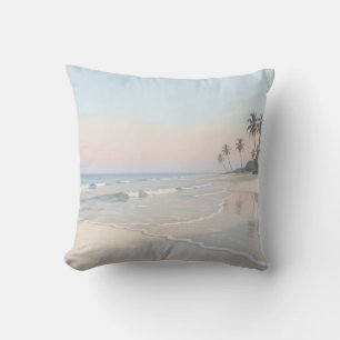 Serene Tropical Beach Paradise Throw Pillow