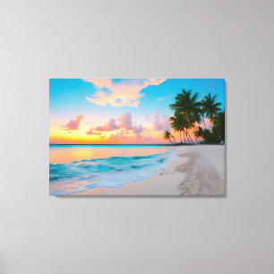 Serene Tropical Beach Sunset Toile Enveloppée