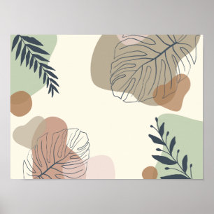 Serene Tropical Leaf Abstract Art Poster
