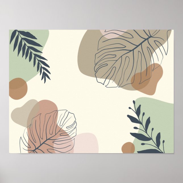Serene Tropical Leaf Abstract Art Poster (Front)