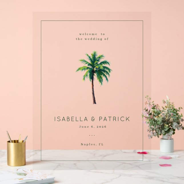 Serene Tropical Palm Tree Acrylic Sign (Wedding)