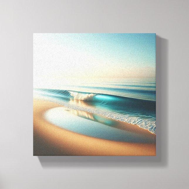 Serene Turquoise Wave Rolling on Golden Sand  Canvas Print (Front)