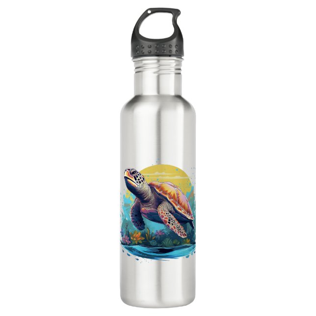 Serene Underwater Turtle 710 Ml Water Bottle (Front)