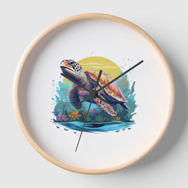 Serene Underwater Turtle Clock (Front)