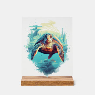 Serene Underwater Turtle Copy Copy Acrylic Sign