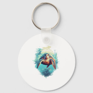 Serene Underwater Turtle Copy Copy Keychain