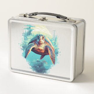 Serene Underwater Turtle Copy Copy Metal Lunch Box