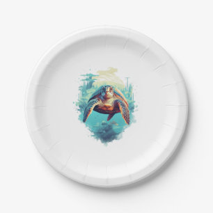 Serene Underwater Turtle Copy Copy Paper Plate