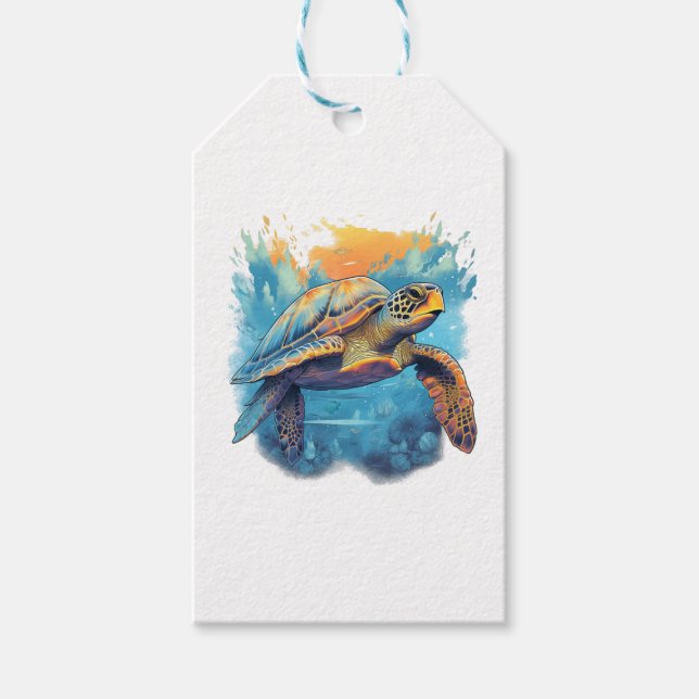 Serene Underwater Turtle Copy Gift Tags (Front)