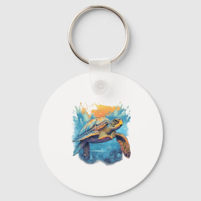 Serene Underwater Turtle Copy Keychain (Front)