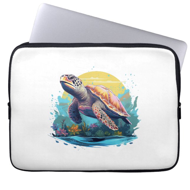 Serene Underwater Turtle Laptop Sleeve (Front)