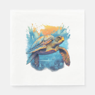 Serene Underwater Turtle  Napkin