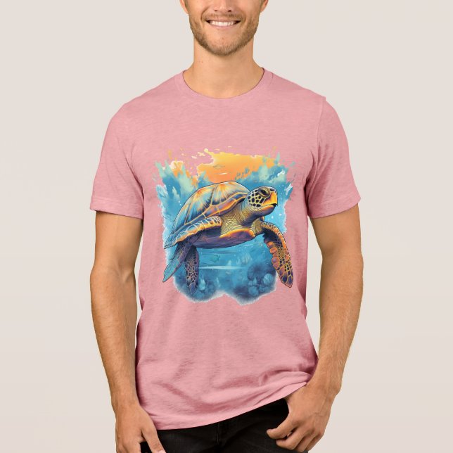 Serene Underwater Turtle  Tri-Blend Shirt (Front)