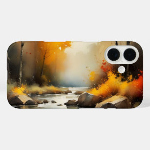 Serene vibrant Autumn river landscape painting iPhone 16 Case