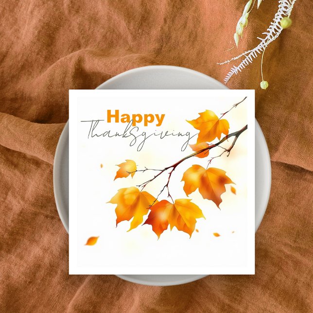 Serene Vibrant Fall Maple Leaves Thanksgiving Napkin (Creator Uploaded)