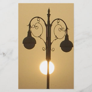 Serene Victorian Vintage Street Lamp Sunset Sky