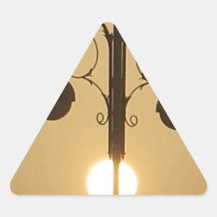 Serene Victorian Vintage Street Lamp Sunset Sky Triangle Sticker