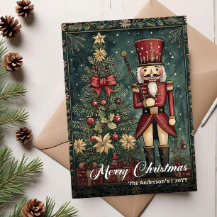 Serene vintage Christmas tree card handmade feel