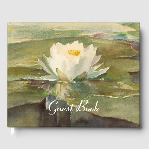 Serene Water Lily Painting Guest Book