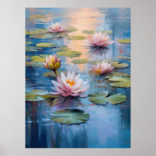 Serene Water Lily Pond Fine Art Poster (Front)