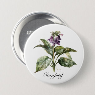 Serene Watercolor Comfrey, custom  3 Inch Round Button