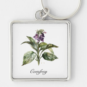  Serene Watercolor Comfrey, custom Keychain