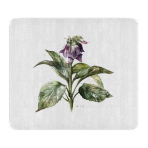 Serene Watercolor Comfrey Cutting Board
