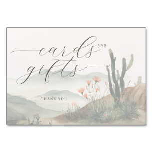 Serene Watercolor Desert Landscape Table Number