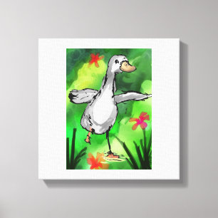 Serene Watercolor Duck Pond Canvas Print 