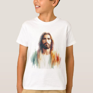 Serene Watercolor Jesus Christ Portrait – Spiritua T-Shirt