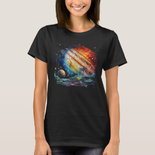 Serene Watercolor Jupiter and Moons Artistic Tee S