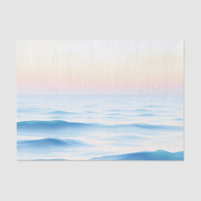 Serene Watercolor Ocean with Gentle Waves Tissue Paper (Front)