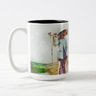 Serene Watercolor Scene Ceramic Cup for Home and O