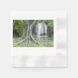 Serene Waterfall and Majestic Tree Nature Napkin