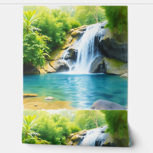 Serene Waterfall Cascading  Wallpaper
