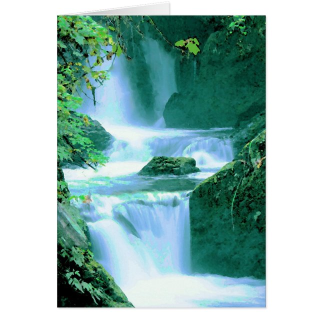Serene Waterfall in Blue and Green (Front)
