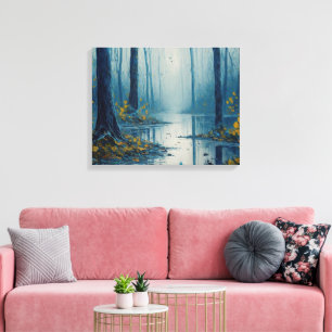 Serene Waters Blue Forest Pond Landscape Canvas Print