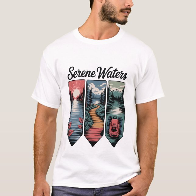 Serene Waters Inspirational Calm Nature Relaxation T-Shirt (Front)