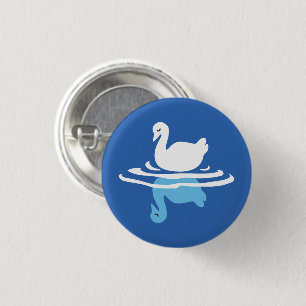 Serene Waters - Playful Swan Lake Pattern Design 1 Inch Round Button