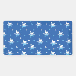 Serene Waters - Playful Swan Lake Pattern Design Banner