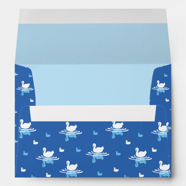Serene Waters - Playful Swan Lake Pattern Design Envelope (Back (Bottom))