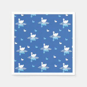 Serene Waters - Playful Swan Lake Pattern Design Napkin
